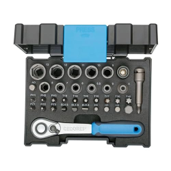 Gedore Steckschlüssel- und Bit-Set 1/4", 35-teilig, Blau/Silber