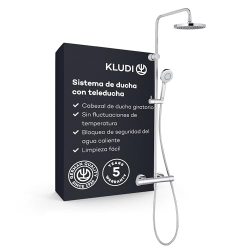 KLUDI X3 Shower Column – Thermostat, Rain Head, 3 Spray Patterns