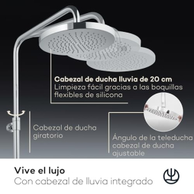 KLUDI X3 Shower Column – Thermostat, Rain Head, 3 Spray Patterns