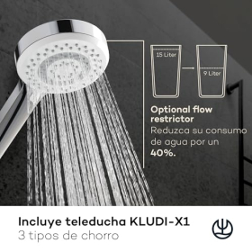 KLUDI X3 Shower Column – Thermostat, Rain Head, 3 Spray Patterns