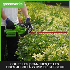 Greenworks G40HT61 — аккумуляторный кусторез 40 В, лезвие 61 см, до 27 мм, 3000 об/мин (без аккумулятора и зарядного устройства)