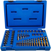 Juego de extractores de tornillos y tuercas BGS 70329 con juego de brocas para taladro a la izquierda, 49 piezas.