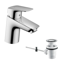 hansgrohe Logis basin mixer, 70 mm, with pull rod, water-saving