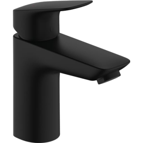 Одноважільний змішувач для раковини hansgrohe Logis 93 мм з механізмом відкривання Push-Open, EcoSmart, матово-чорний