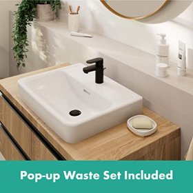 hansgrohe Vernis Blend Waschtischarmatur – mit Ablaufgarnitur, EcoSmart, Matt Schwarz