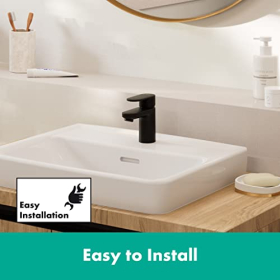hansgrohe Vernis Blend Waschtischarmatur – mit Ablaufgarnitur, EcoSmart, Matt Schwarz