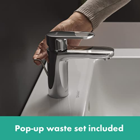 Змішувач для раковини hansgrohe Vernis Blend зі зливним клапаном, одноважільний змішувач 88 мм, хром