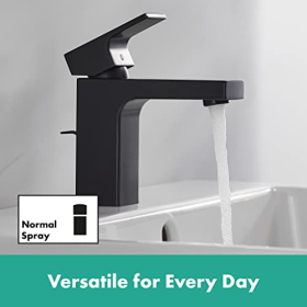 Смеситель для раковины hansgrohe Vernis Shape, 100 мм, со штангой, водосберегающий, матово-черный