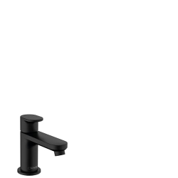 hansgrohe Vernis Blend - смеситель для раковины с холодной водой без сливного гарнитура, однорычажный смеситель для раковины 59 мм, однорычажный смеситель для раковины с функцией экономии воды (EcoSmart), матовый черный, 71583670