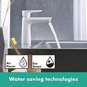 hansgrohe Talis E single-lever mixer, 110 mm spout, matt white, without waste