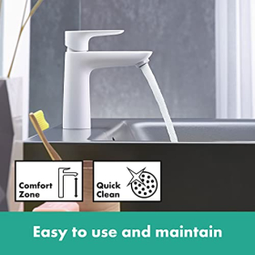 hansgrohe Talis E single-lever mixer, 110 mm spout, matt white, without waste
