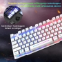 Gaming keyboard and mouse set with adapter, QWERTZ, German layout, colored backlight, 6 buttons, mouse and mouse pad, 2400 DPI, wired USB