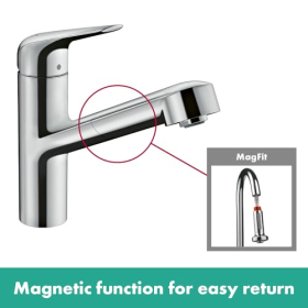 Grifo mezclador de cocina Hansgrohe para fregadero, cromado.