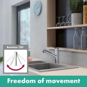 Grifo mezclador de cocina Hansgrohe para fregadero, cromado.