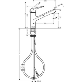 Grifo mezclador de cocina Hansgrohe para fregadero, cromado.