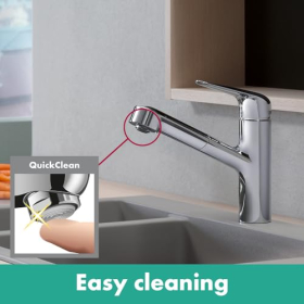 Grifo mezclador de cocina Hansgrohe para fregadero, cromado.