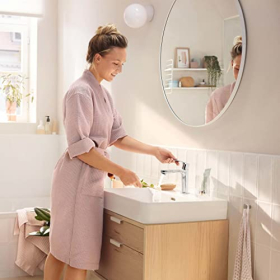 Змішувач для раковини hansgrohe Rebris S, 110 мм, зі штангою, водозберігаючий