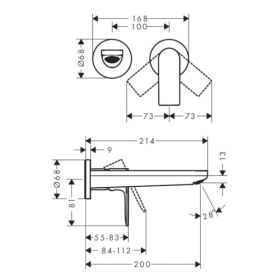 hansgrohe Rebris E single-lever basin mixer, concealed installation, 20cm spout, chrome