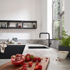 Grifo monomando de cocina Hansgrohe Talis M54 U 220, negro mate, ComfortZone 220 mm
