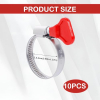 Stainless steel hose clamps 25–40 mm, set of 10 with red wing nut