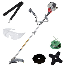 IKRA Petrol Brush Cutter Trimmer IBF 25-1 with Thread Spool, 4-Tooth Knife, 8-Tooth Knife, Safety Glasses & Shoulder Strap : Amazon.de: Garden