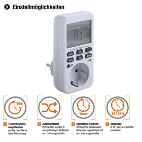 Temporizador maestro digital con soporte para horario de verano e invierno, 10 programas