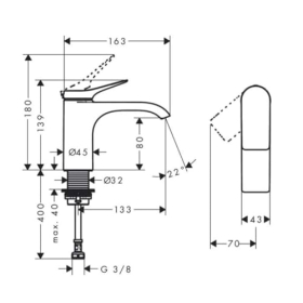 Vivenis Waschtischarmatur 80 mm Kaltwasser, ohne Ablauf – hansgrohe – Chrom