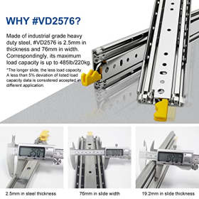 VADANIA Heavy Duty Drawer Slides with Lock, Full Extension, 1 Pair