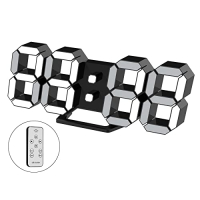Reloj despertador 3D LED Reloj de pared Digital Regulable Silencioso Función de repetición USB 12/24 horas Fecha Visualización de temperatura Alto brillo Ajustable