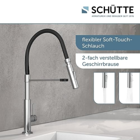 SCHÜTTE Stilo 79180 - Змішувач для кухні з висувним розпилювачем, обертається на 360°