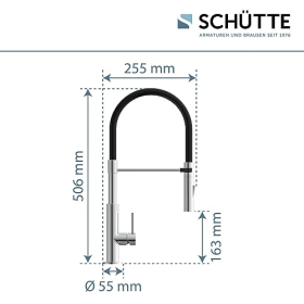 SCHÜTTE Stilo 79180 - Змішувач для кухні з висувним розпилювачем, обертається на 360°
