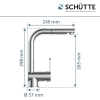 Schütte London - Grifo de cocina para caldera con ducha extraíble, cromado, giratorio 360° (79719)