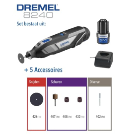 Dremel 8240 Akku-Multifunktionswerkzeug mit 2 Ah Akku und 5 Zubehörteilen
