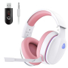 Gvyugke Wireless Gaming Headset, Pink Gaming Headphones with Detachable 3D Stereo Microphone, Bluetooth 5.2 Headset, Gaming Headset for PS5 PS4 PC, Switch, Mac (Pink)