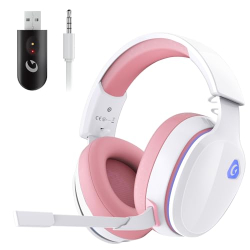Gvyugke Kabelloses Gaming-Headset, Rosa Gaming-Kopfhörer mit Abnehmbarem 3D-Stereo-Mikrofon, Bluetooth 5.2-Headset, Gaming-Headset für PS5 PS4 PC, Switch, Mac