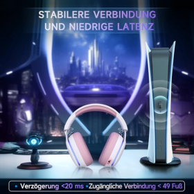 Auriculares inalámbricos para juegos Gvyugke, auriculares para juegos de color rosa con micrófono estéreo 3D desmontable, auriculares Bluetooth 5.2, auriculares para juegos para PS5, PS4, PC, Switch, Mac