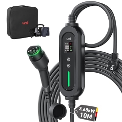 Cargador de coche eléctrico uni, cargador EV Schuko tipo 2, corriente conmutable 6-16 A 3,68 kW, pantalla LCD, cable de carga rápida para vehículos eléctricos (10 m)