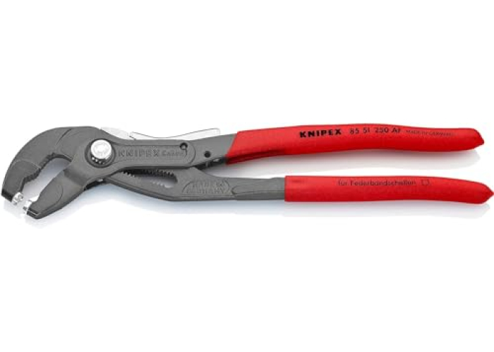 Spring band pliers KNIPEX 85 51 250 AF with locking device, 250 mm, chrome-vanadium, ground Spring band pliers KNIPEX 85 51 250 AF with locking device, 250 mm, chrome-vanadium, ground