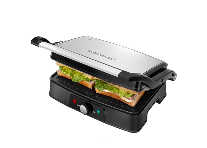 Aigostar Hitte – Electric grill, grill, sandwich maker and panini machine, 1500 W power, 2 independent non-stick cooking plates, 180 ° opening, adjustable temperature. Aigostar Hitte – Electric grill, grill, sandwich maker and panini machine, 1500 W power, 2 independent non-stick cooking plates, 180 ° opening, adjustable temperature.