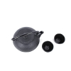 Echtwerk tea service made of cast iron, teapot 0.8L with removable strainer, tea maker with saucer, teapot set in vintage design for preparing loose tea, black