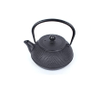 Echtwerk tea service made of cast iron, teapot 0.8L with removable strainer, tea maker with saucer, teapot set in vintage design for preparing loose tea, black