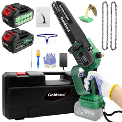 Mini motosierra inalámbrica Goldsea de 8 pulgadas, sin escobillas, 2 x 4 Ah