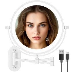 Auxmir LED cosmetic mirror 1X/10X, wall-mounted, 360°, touch, 3 colors