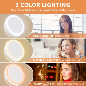 Косметическое зеркало Auxmir LED 1X/10X, настенное, 360°, сенсорное, 3 цвета