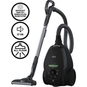 Пилосос AEG VX82-1-ÖKO / 75% вторинної сировини / автомат. Регулювання потужності всмоктування / надзвичайно тихий навіть на килимах / збирання великих і дрібних частинок / довгий кабель / 600 Вт / чорний