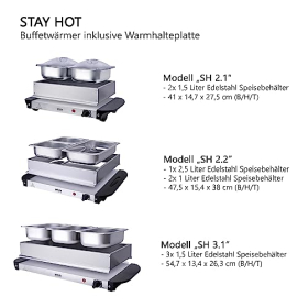 Stay-Hot SH 2.1 - Calentador y buffet 2 en 1, 200W, ideal para buffets y comidas familiares