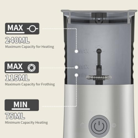 Espumador de leche eléctrico, espumador de leche para calentar leche, espumar leche caliente y fría, leche con chocolate, café, café con leche, capuchino