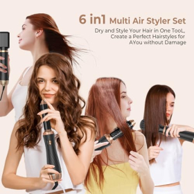 Airstyler Hairstyler 5в1, набор фен-щеток мощностью 1000 Вт, щипцы для завивки волос с ионизацией, автоматические щипцы для завивки волос, фен с круглой щеткой, термощетка, щипцы для завивки волос для придания объема, укладки