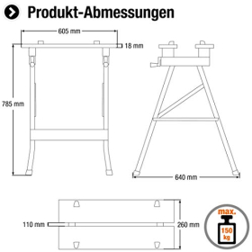 Meister work and clamping table - foldable, universal, load capacity 150 kg