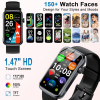 Reloj inteligente para mujer y hombre, de 1,47 pulgadas, con notificaciones, IP68, resistente al agua, con 24 modos deportivos